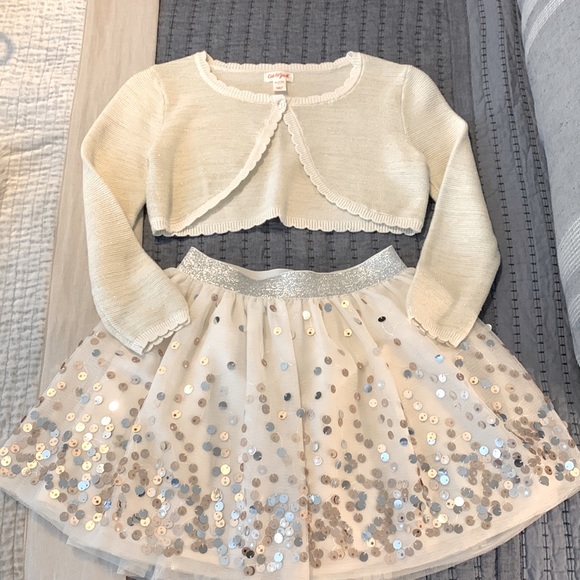 Cat & Jack Other - Like new w/o tags - Girls Party/Holiday Skirt and Cropped Cardigan for over top!